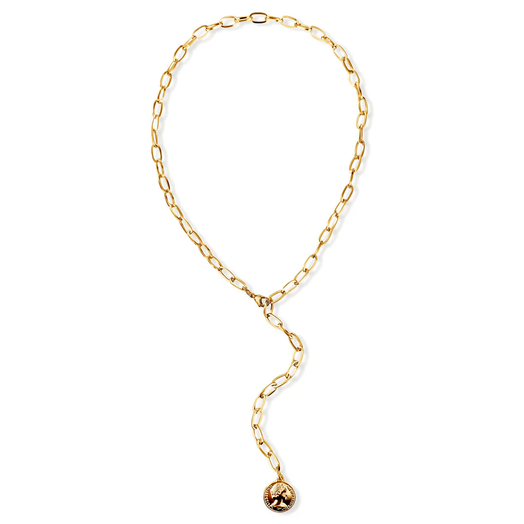 EV Niccola Lariat Coin Necklace