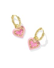 Load image into Gallery viewer, KS Ari Heart Enamel Frame Huggie Earrings
