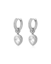 Load image into Gallery viewer, LAJ Pear Double Bezel Charm Huggies
