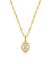 Load image into Gallery viewer, LAJ Pear Double Bezel Charm Necklace
