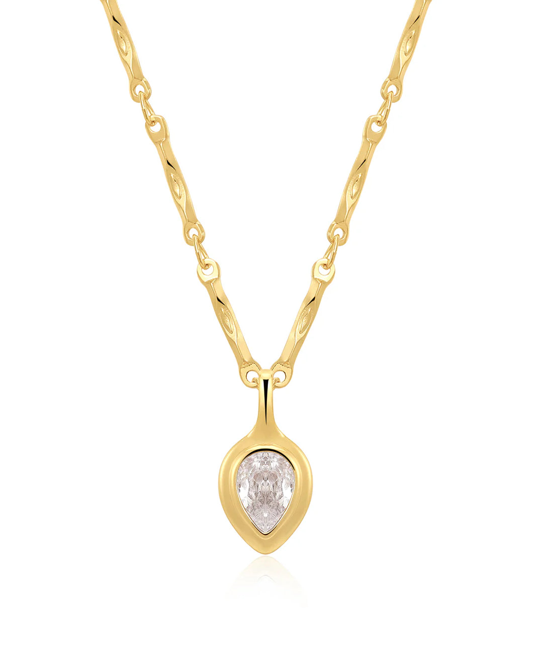 LAJ Pear Double Bezel Charm Necklace