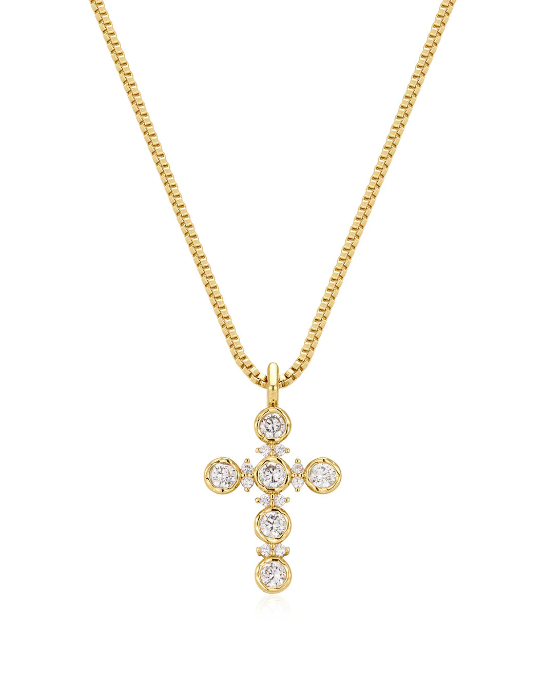 LAJ Rosette Cross Charm Necklace