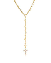 Load image into Gallery viewer, LAJ Rosette Cross Rosary Necklace
