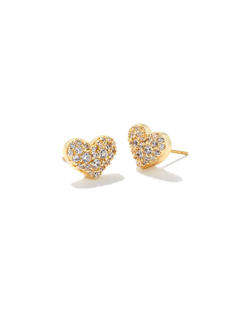 KS Ari Pave Crystal Heart Earrings