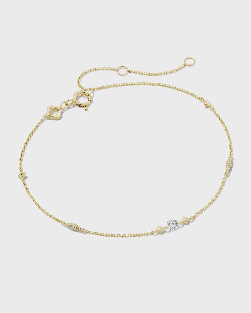 KS 14k Floating Lab Grown White Diamond Delicate Chain Bracelet