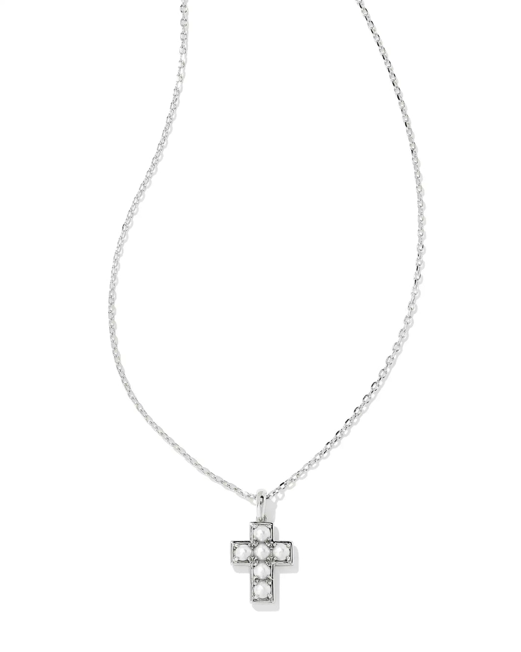 KS Pearl Cross Short Pendant Necklace