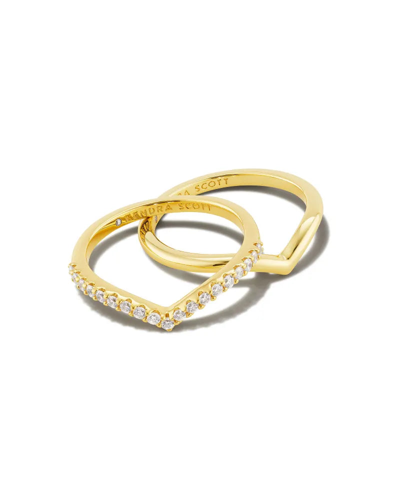 KS Wishbone Crystal Ring Set